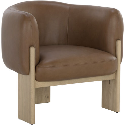 Trine Rustic Oak / Vintage Camel Leather Lounge Chair